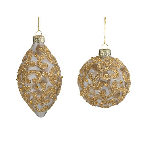 Clear Glass Ornament with Gold Accents