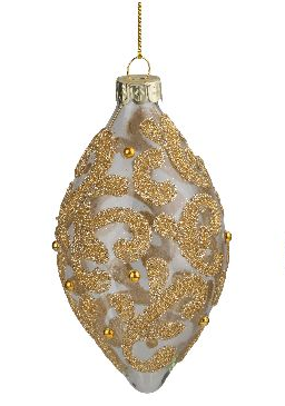 Clear Glass Ornament with Gold Accents