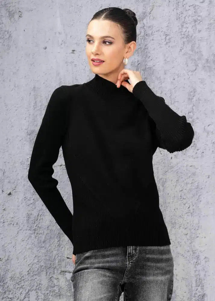 ALISON SHERI - TEXTURED KNIT MOCK NECK SWEATER