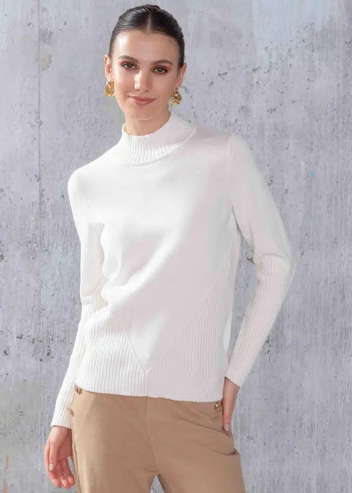 ALISON SHERI - TEXTURED KNIT MOCK NECK SWEATER