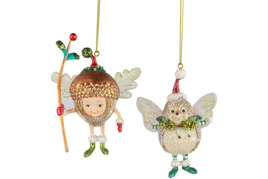 Resin Acorn and Hedgehog Fairy Ornament