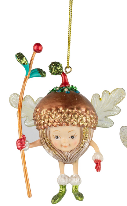 Resin Acorn and Hedgehog Fairy Ornament