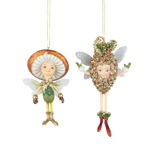 Fantasy Pine Cone and Mushroom Characters Ornament