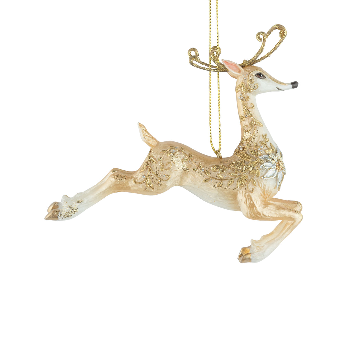 Painted Resin Stylized Reindeer Ornament