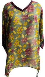 Load image into Gallery viewer, sariKNOTsari  Cotoneaster Sheer Avatar Pure Silk Long Tunic with Side Ties
