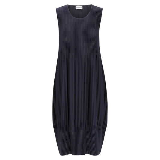 Navy sleeveless dress on a white background