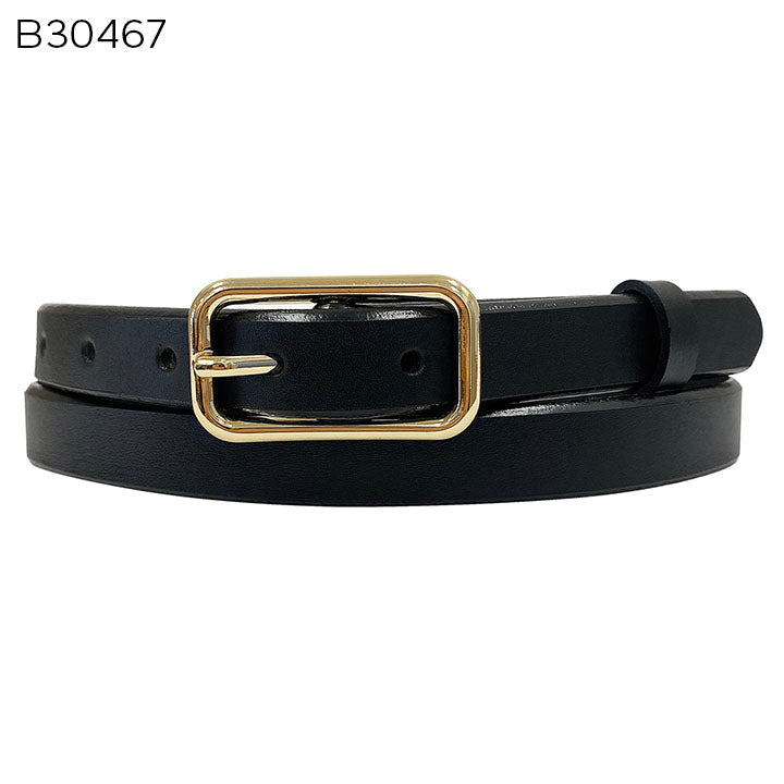 Italian Leather Belt w/Lt Gold Center Bar Buckle