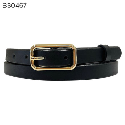 Italian Leather Belt w/Lt Gold Center Bar Buckle