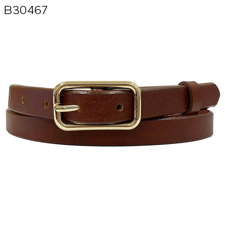 Italian Leather Belt w/Lt Gold Center Bar Buckle