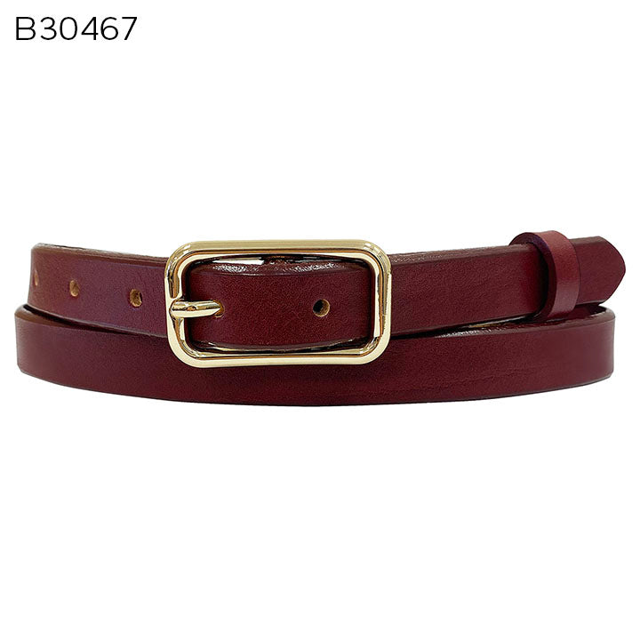Italian Leather Belt w/Lt Gold Center Bar Buckle