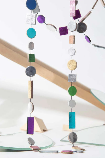 Bauhaus Long silver & rainbow Necklace