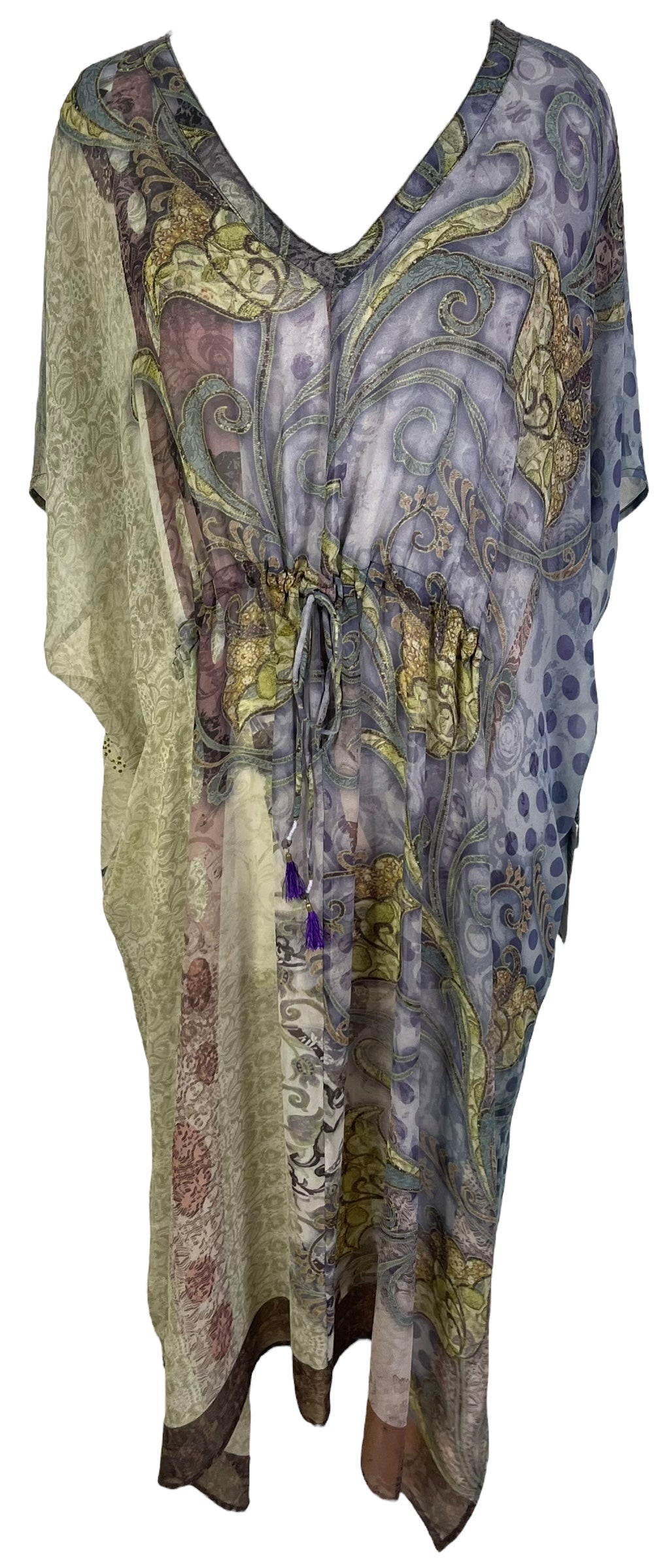 SILK MAXI KAFTAN FLORAL/PAISLEY