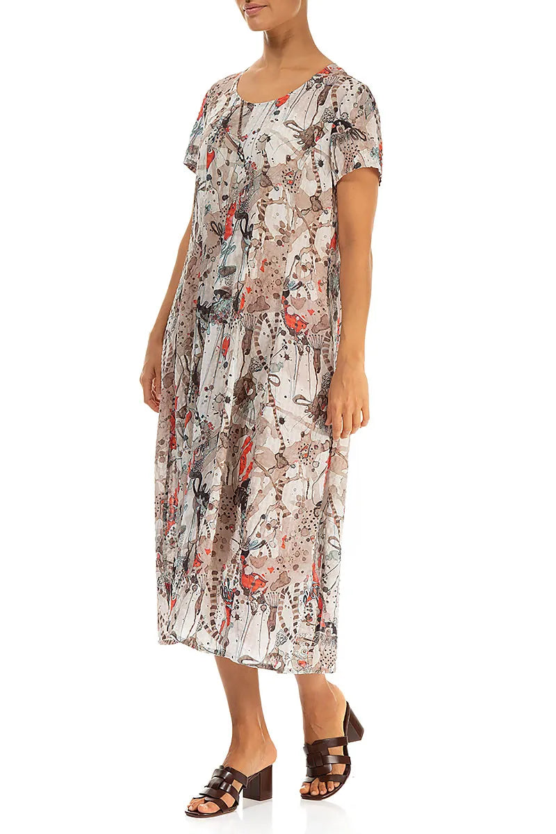 Print Cap Sleeve Dress