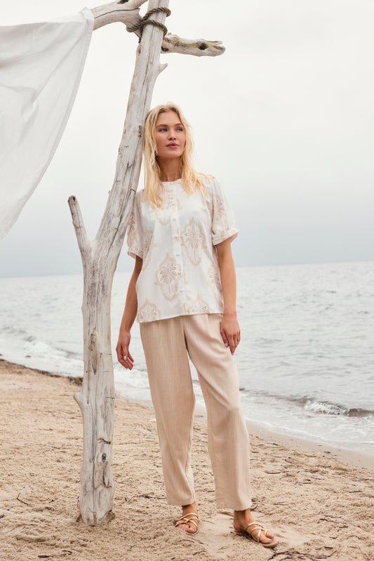 Short Sleeve Printed Blouse - Suttles & Seawinds