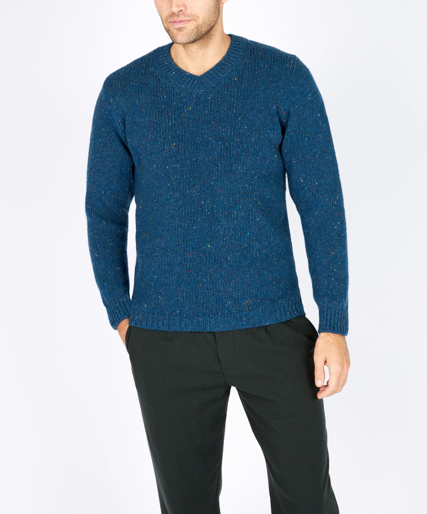 Kilbride V Neck Sweater Ink Marl