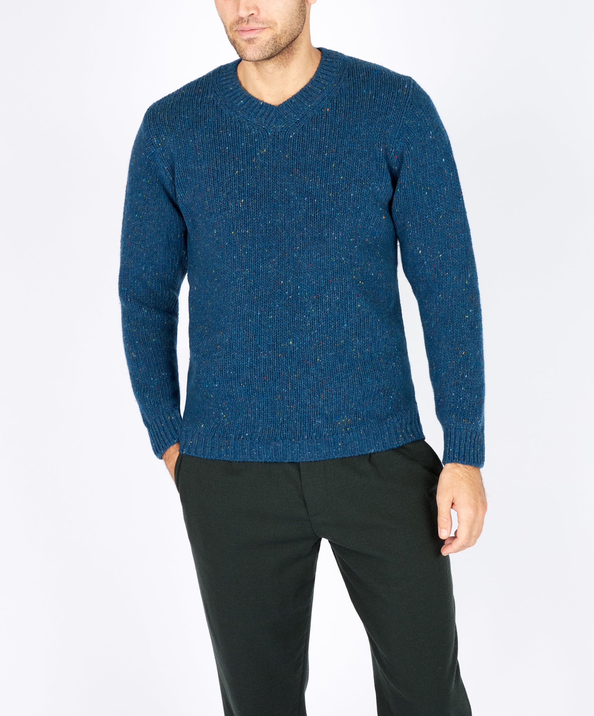 Kilbride V Neck Sweater Ink Marl