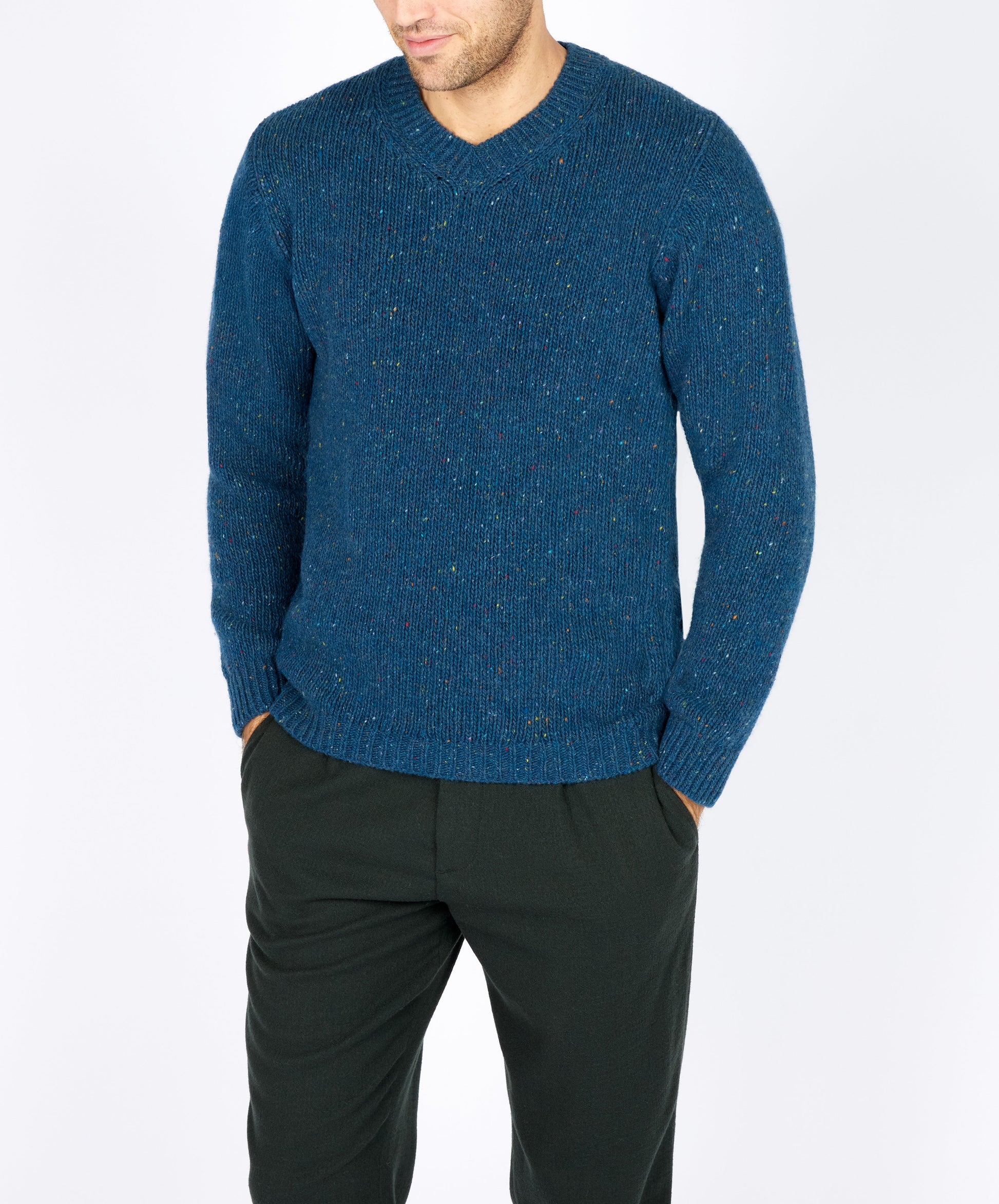 Kilbride V Neck Sweater Ink Marl