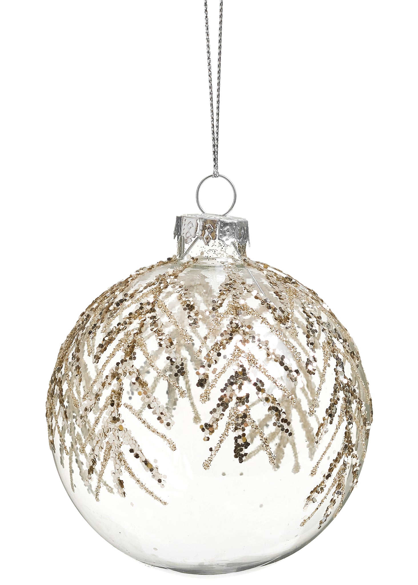 ADV - GLASS BALL W/MINI LEAVES