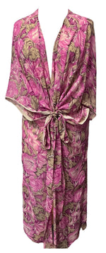 Load image into Gallery viewer, sariKNOTsari  PRG6803 Sheer Avatar Long Pure Silk Kimono Sleeved Duster with Belt
