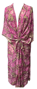 sariKNOTsari  PRG6803 Sheer Avatar Long Pure Silk Kimono Sleeved Duster with Belt