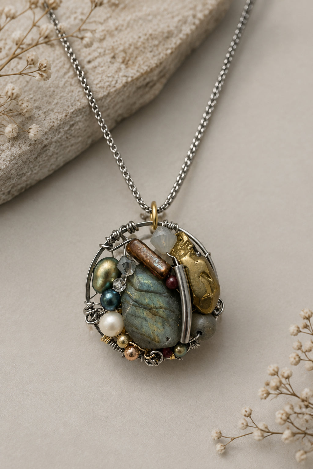 Labradorite Statement  Pendant Necklace