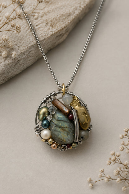 Labradorite Statement  Pendant Necklace