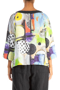 GRIZAS - ARTMAZE LINEN COLLAR TOP