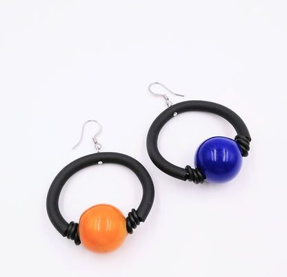 Rubber Earring W/murano Glass Beads - Suttles & Seawinds