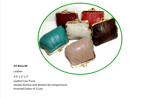 GOLDCO STUDIO - LARGE LEATHER COIN PURSE CLASP CLOSURE