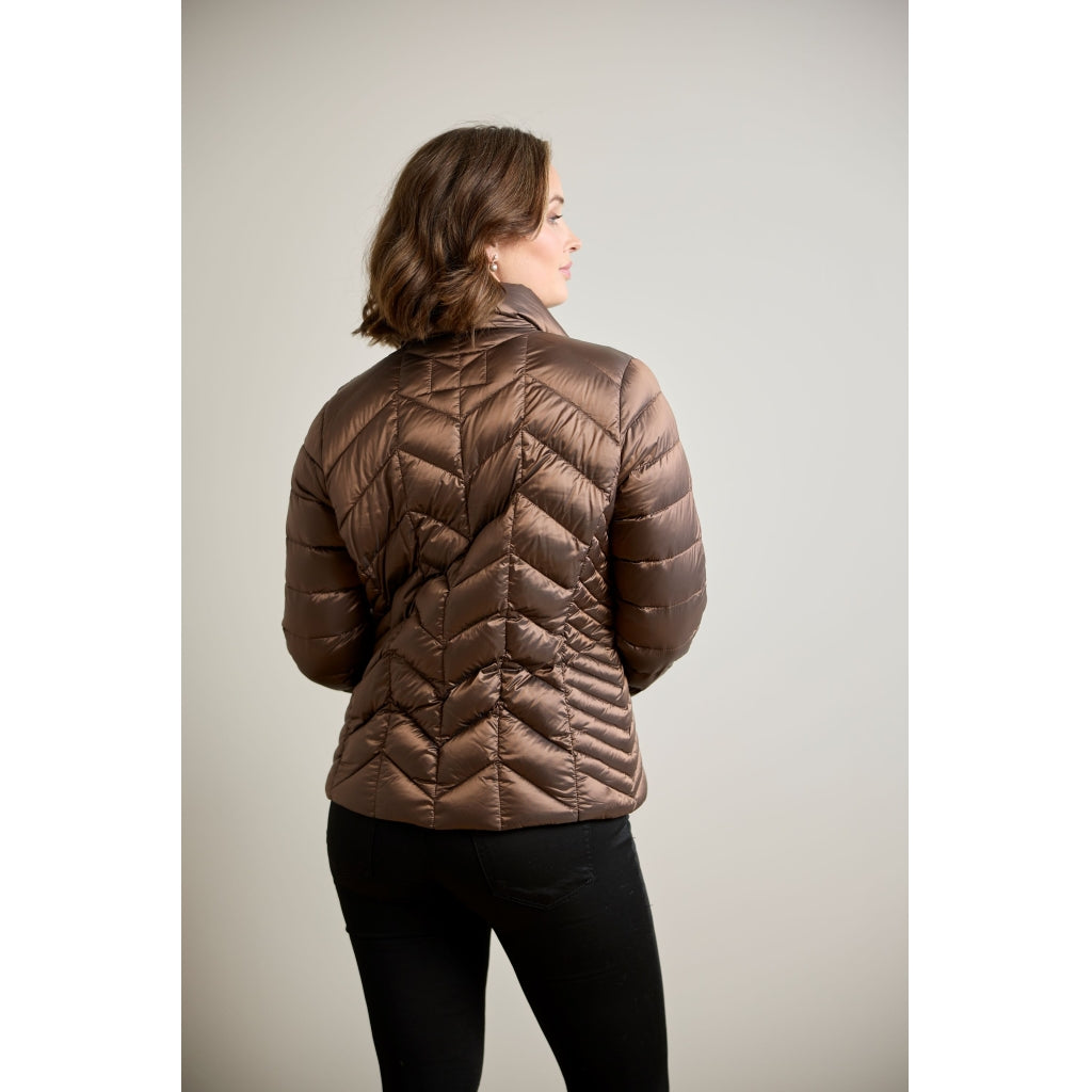 JUNGE Daisy Short Light Down Jacket Brown - Alternate View