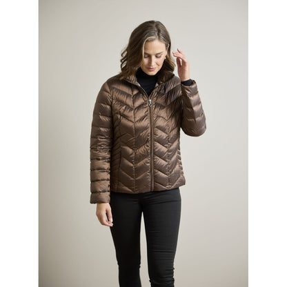 JUNGE Daisy Short Light Down Jacket Brown - Front
