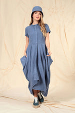 Load image into Gallery viewer, GRIZAS - LONG DRAPE HEM DRESS
