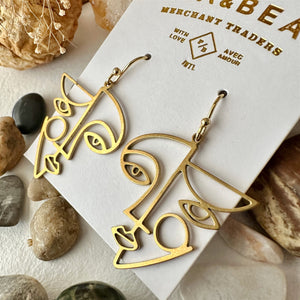 PIKA AND BEAR -KLEE GEOMETRIC FACE EARRINGS