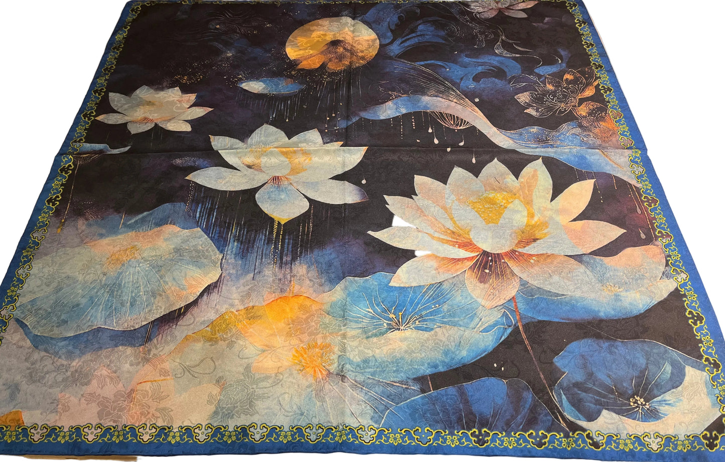 Decorative SCARF with floral design on a table