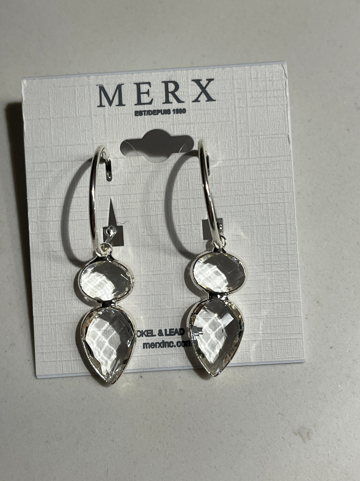Open Hoop Earring-two stone teardrop