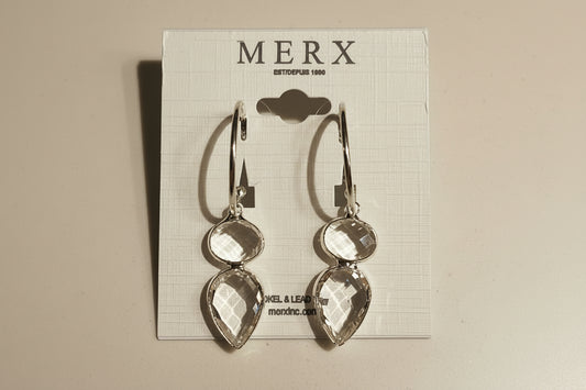 Open Hoop Earring-two stone teardrop