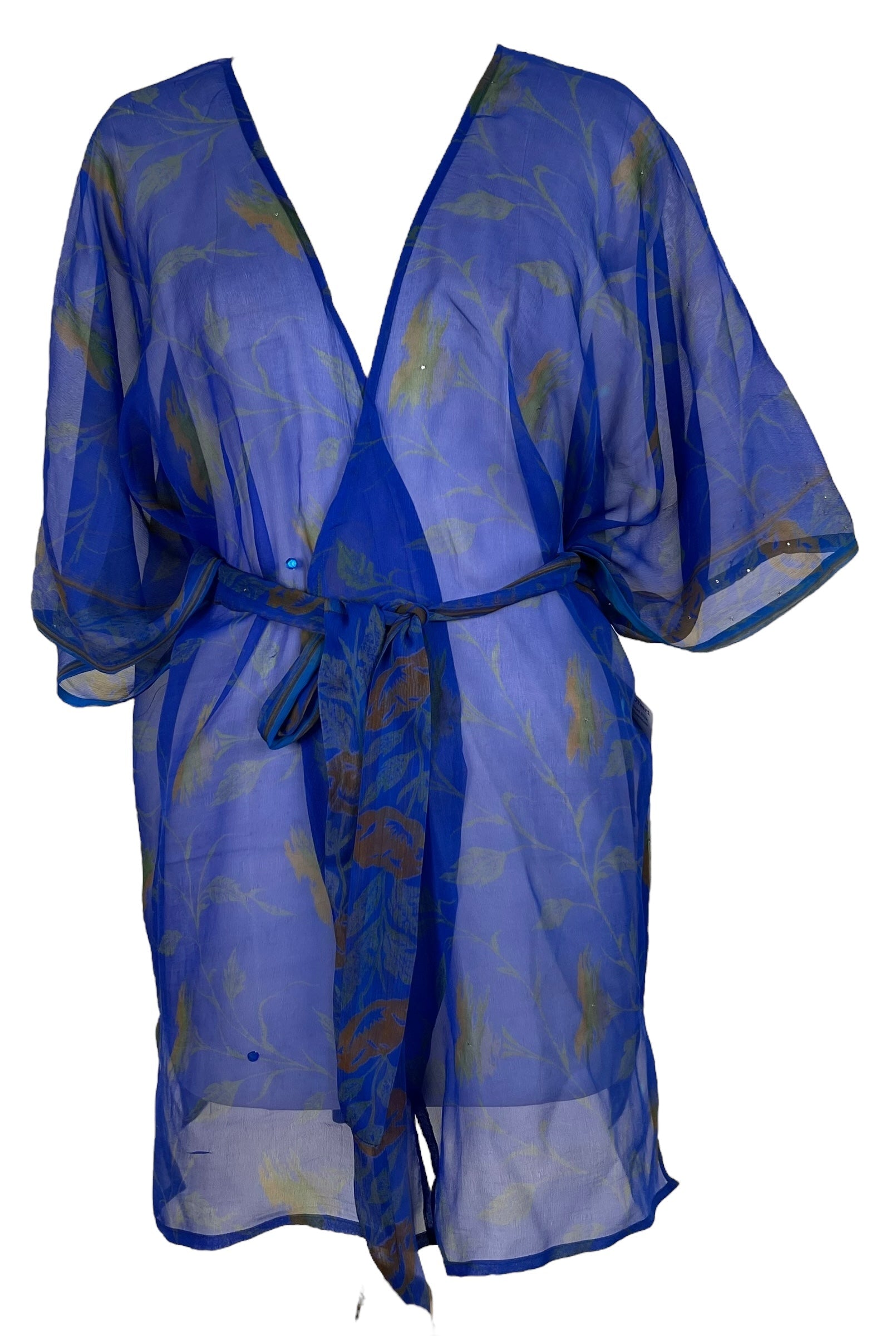 sariKNOTsari  PCH6901 Very Sheer Avatar Pure Silk Kimono-Sleeved Jacket with Belt