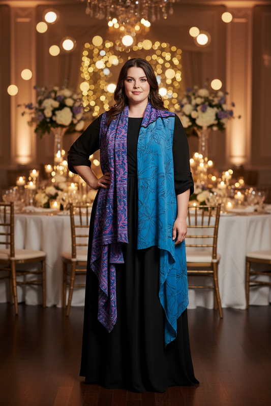 Purple and blue silk vest