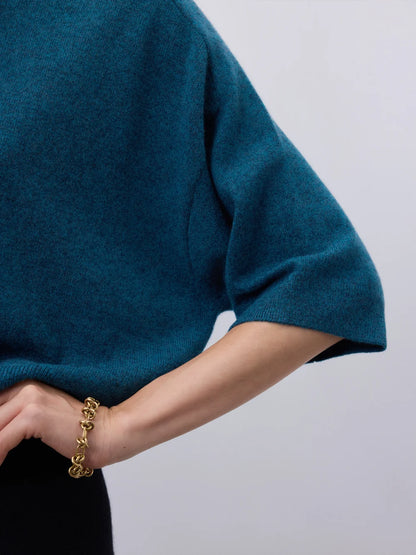 Lilou Cashmere Elbow sleeve sweater in  Petrole