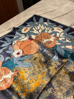 Load image into Gallery viewer, T &amp; E - LARGE SILK SCARF - POMEGRANITE DEPICTION
