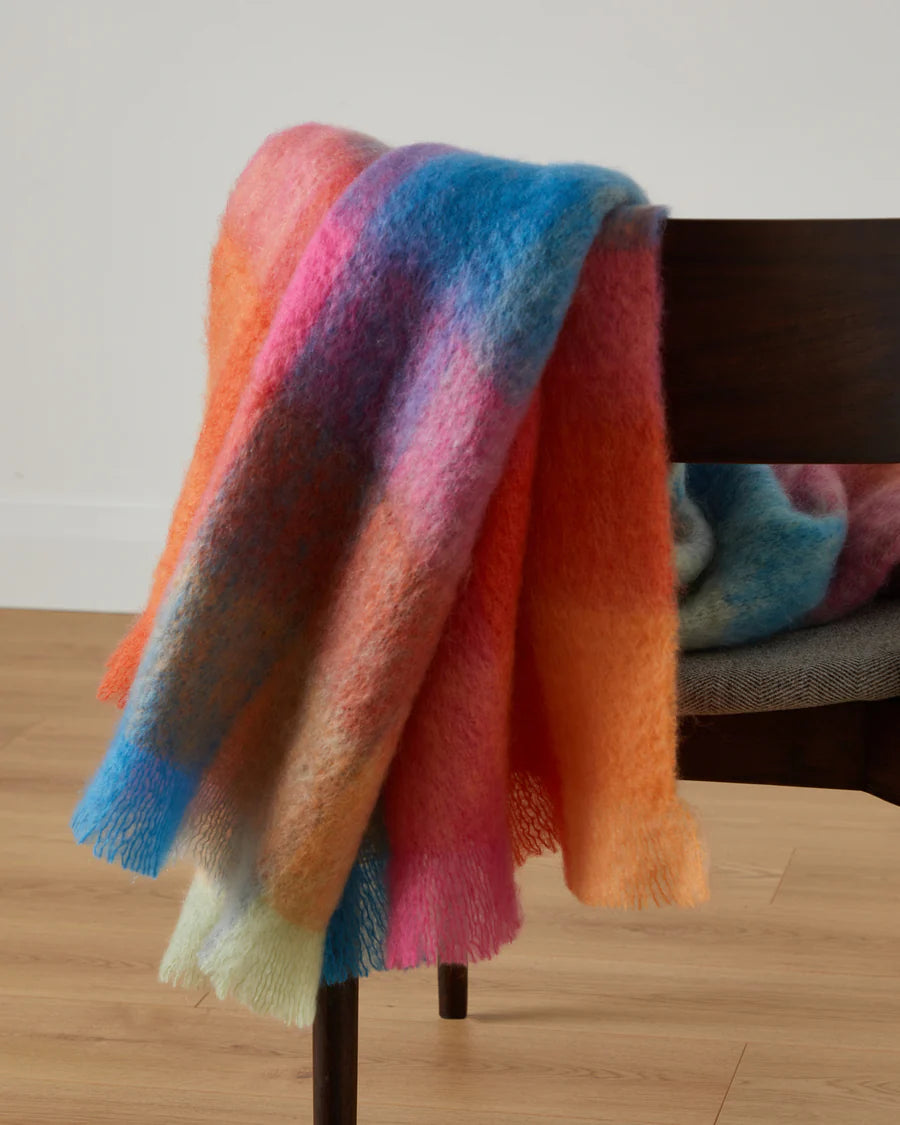 FOXFORD - COLOUR BLOCK MOHAIR THROW