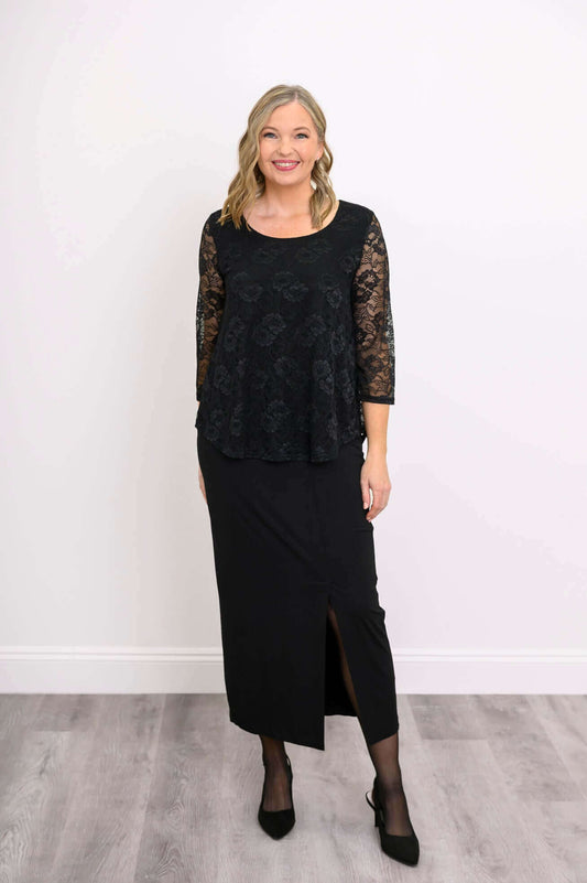 Ellen 3/4 Sleeve Top in Black