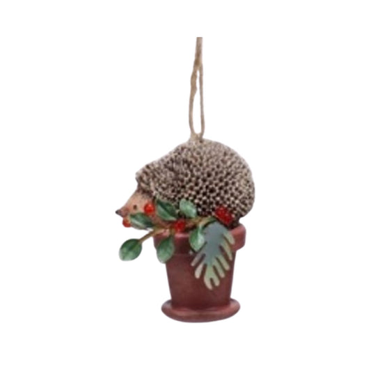 Painted Resin Hedgehog in Flower Pot