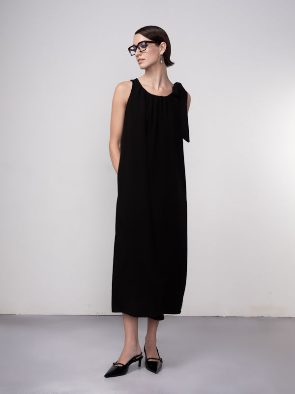 TIE SHOULDER LOOSE FIT DRESS