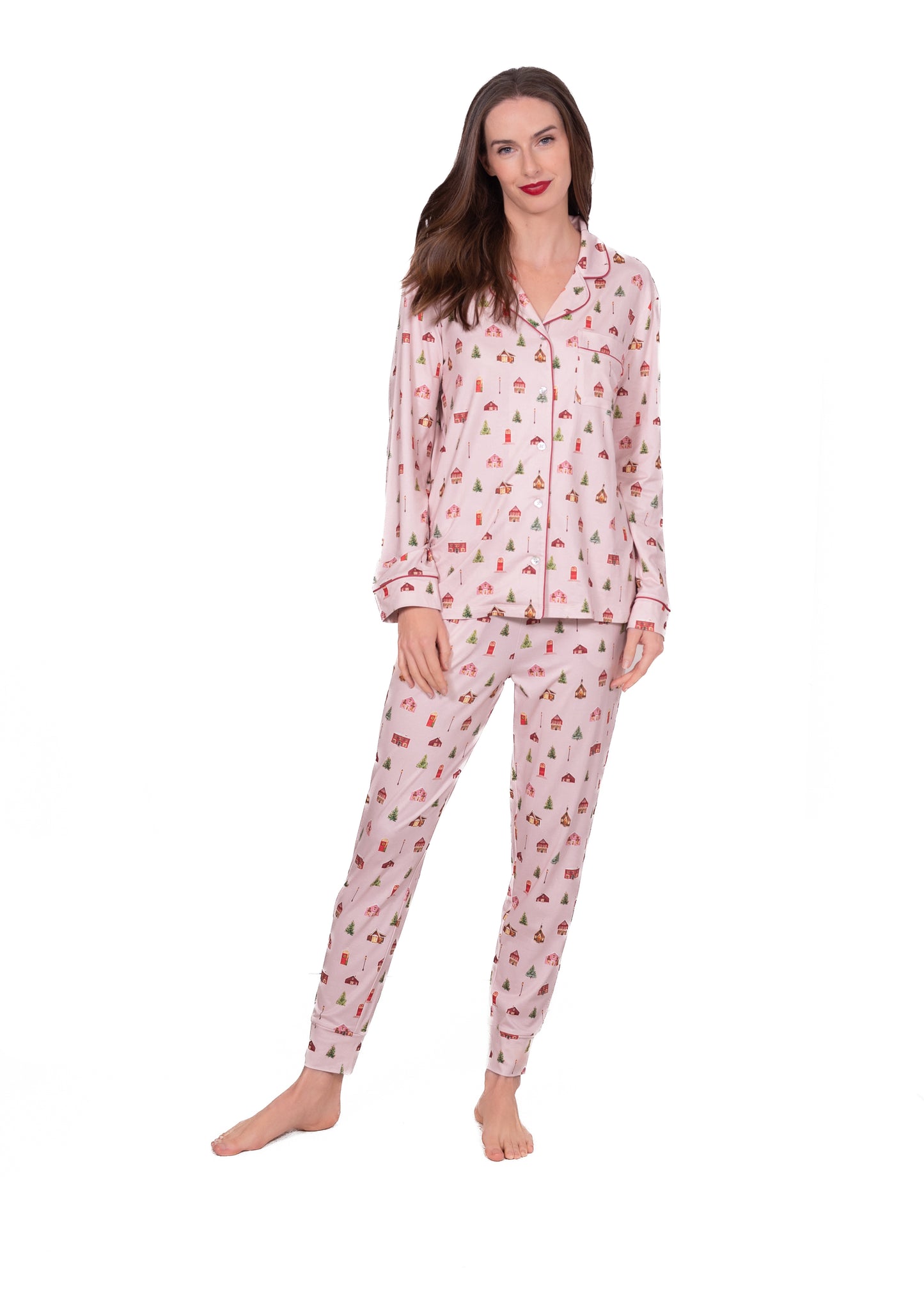 LATTE LOVE - NOTCH COLLAR PAJAMA SET