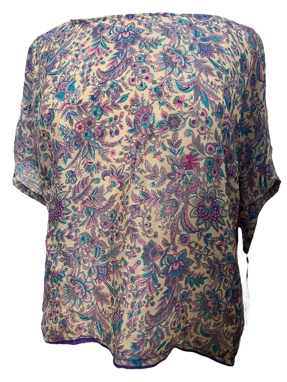 Purple paisley silk boxy top
