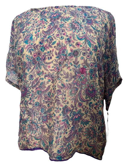Purple paisley silk boxy top