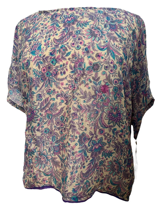 Purple paisley silk boxy top