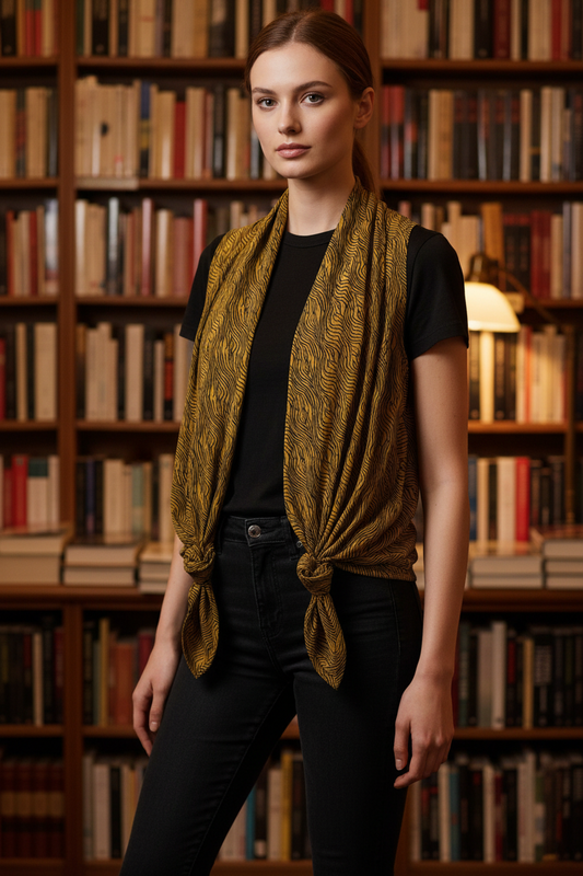 Black waves silk versatile vest