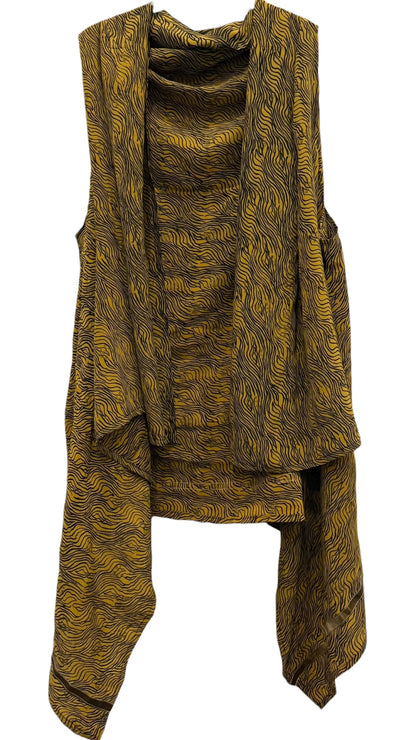 Black waves silk versatile vest